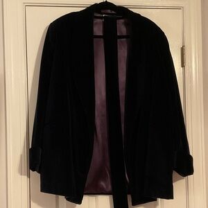 Vintage Men’s Smoking Jacket, Navy Blue Velvet, XL